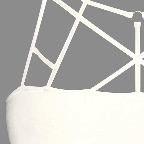 Plus Size Black or White Strappy Bralette Crop Top - Picture 3 of 8